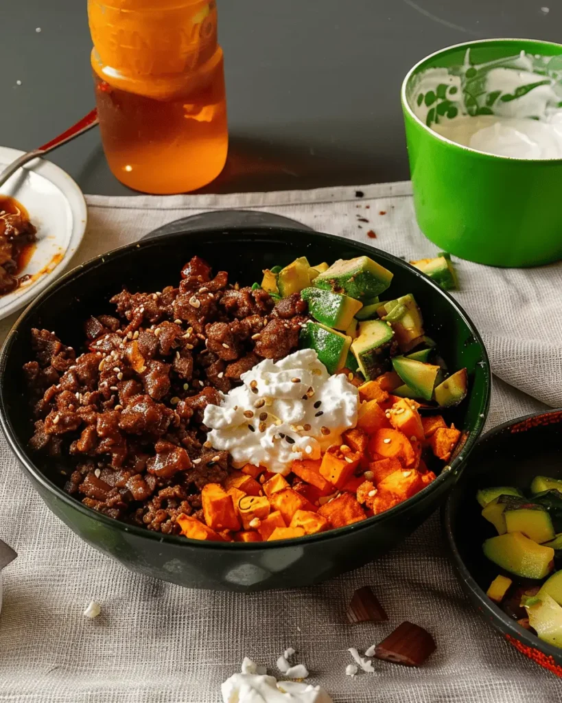 Tiktok Hot Honey Cottage Cheese Sweet Potato Beef Bowl