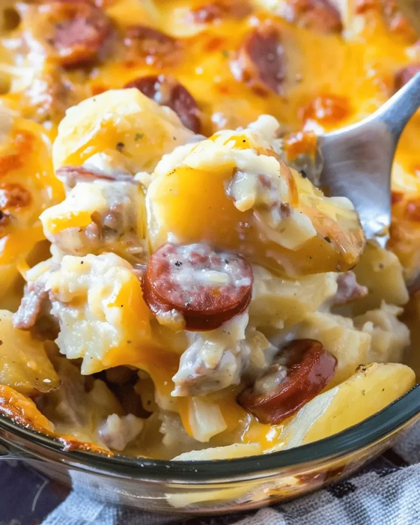Cheesy Potato & Smoked Sausage Casserole