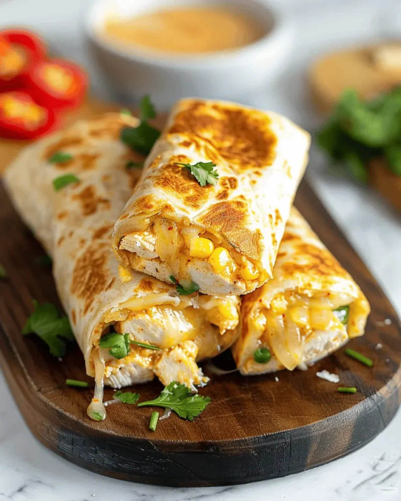 Cheesy Garlic Chicken Wraps