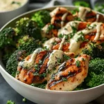 Grilled Chicken & Broccoli Bowls with Creamy Garlic Sauce
