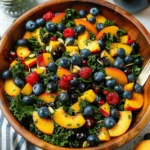 Summer Peach Blueberry Kale Salad