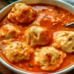 Tomato Soup with Cheese Dumplings