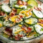 Creamy Cucumber Salad with Bacon and Cheese
