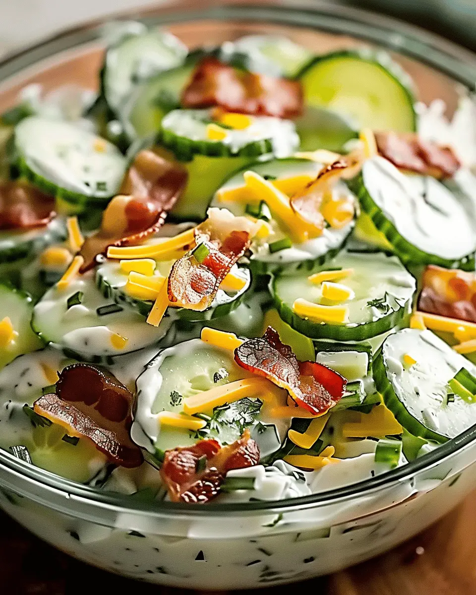 Creamy Cucumber Salad with Turkey Bacon and Cheese Delight