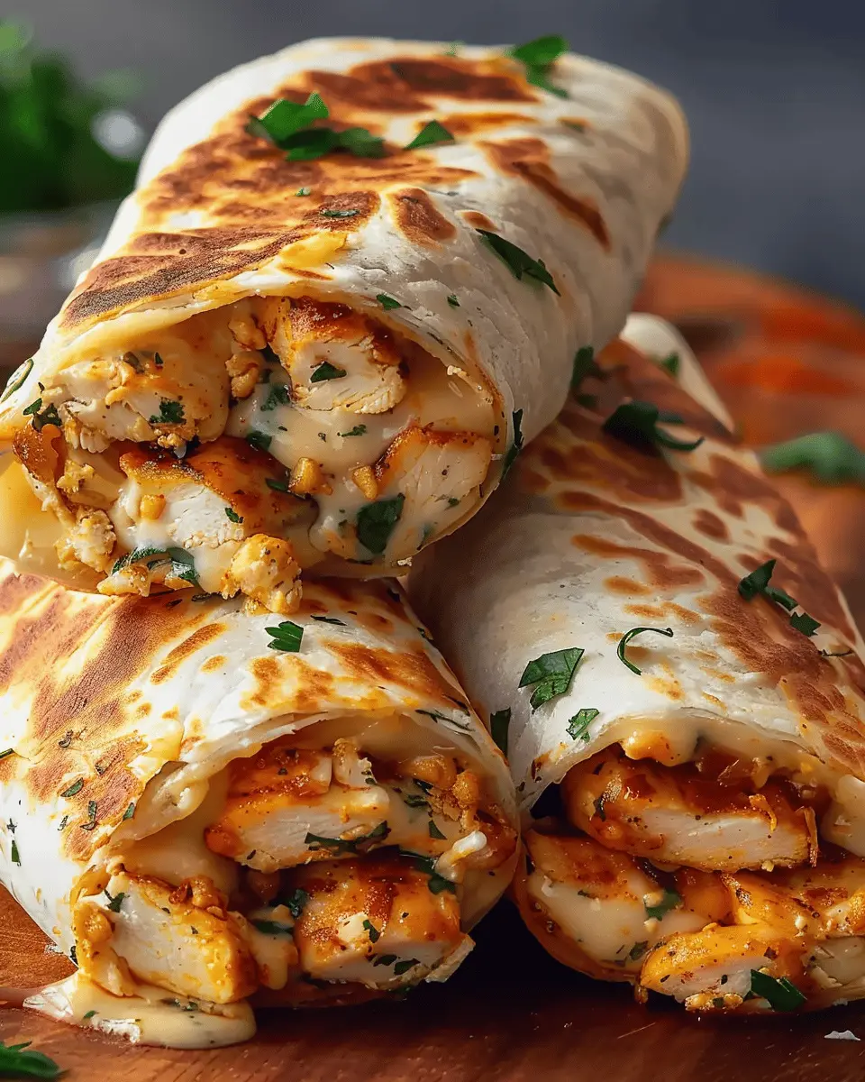 Ooey-Gooey Cheesy Garlic Chicken Wraps You’ll Devour at Home