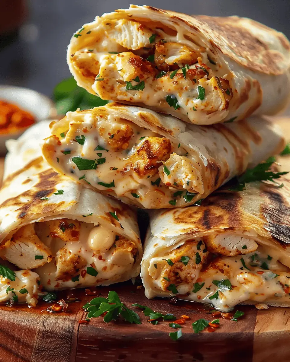 Ooey-Gooey Cheesy Garlic Chicken Wraps for an Indulgent Meal
