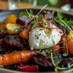 Roasted Beets and Carrots Salad with Burrata