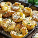 Baked Smashed Potatoes With Garlic & Parmesan
