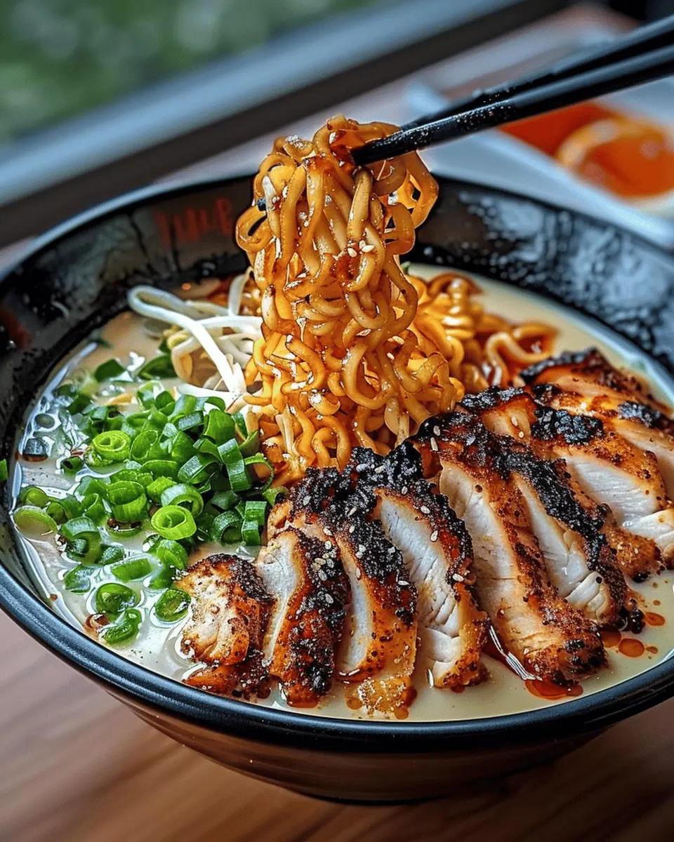 Fiery Chicken Ramen with Creamy Garlic Sauce
