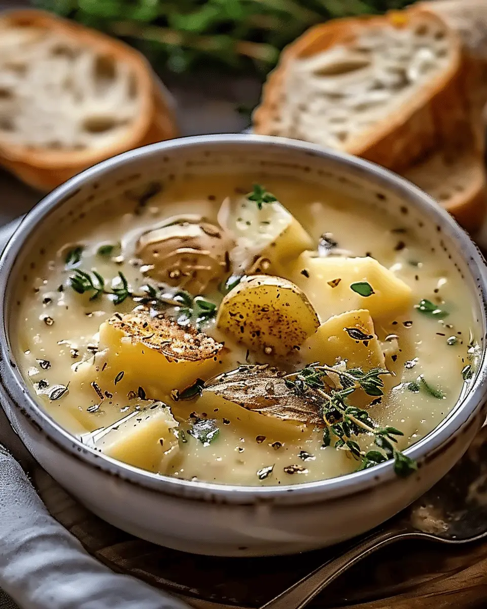 Hearty Cheddar Garlic Herb Potato Soup Recipe