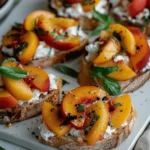 Quick Peach Bruschetta with Whipped Ricotta