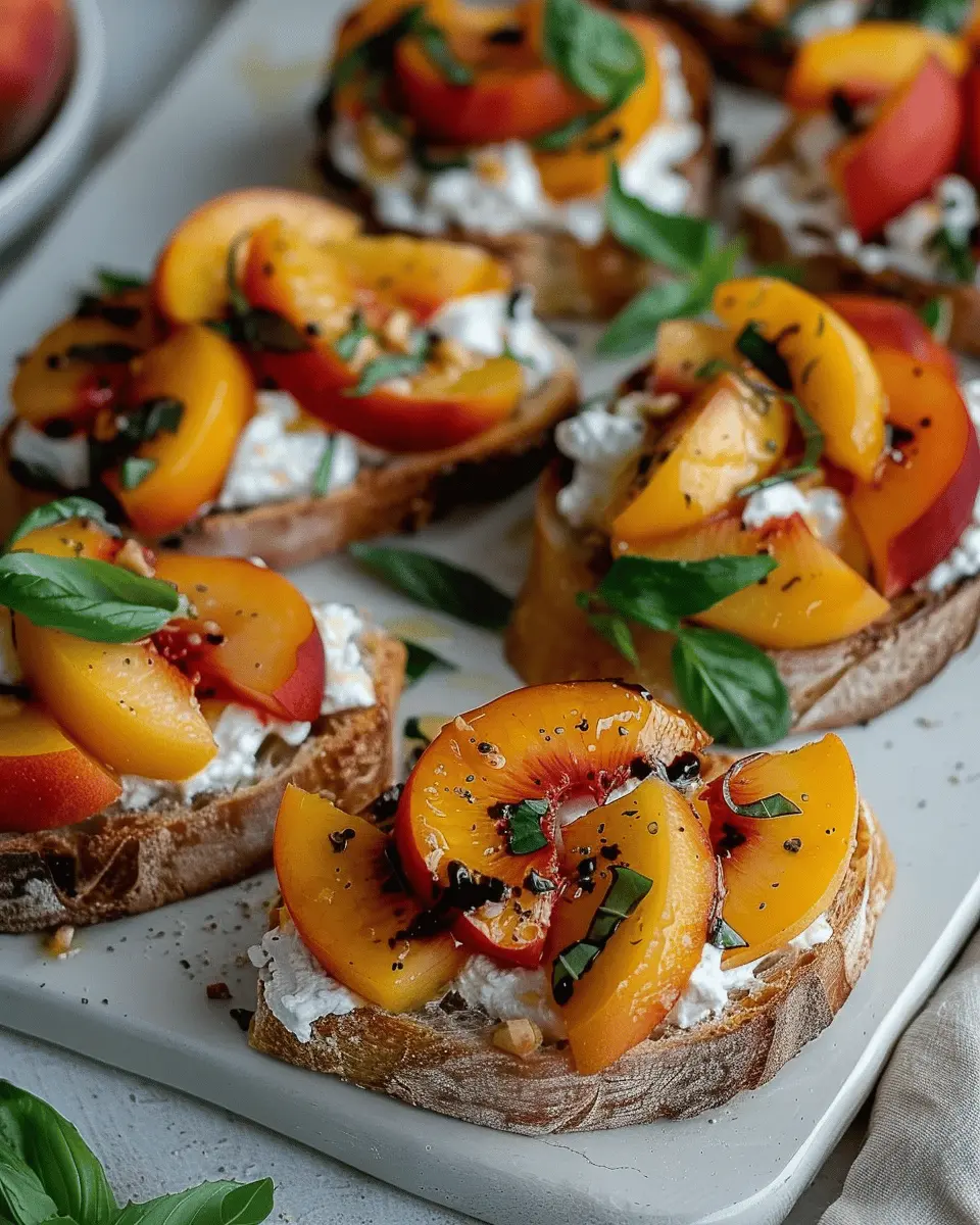 Quick Peach Bruschetta with Whipped Ricotta