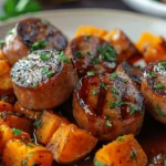 Sausage and Sweet Potatoes with Honey Garlic Sauce