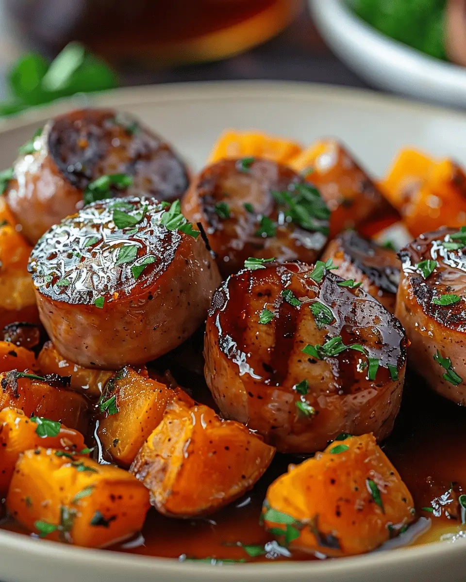 Sausage and Sweet Potatoes: Easy Dish with Honey Garlic Sauce