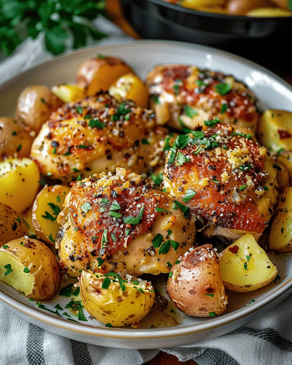 Slow Cooker Parmesan Garlic Chicken and Potatoes Made Easy
