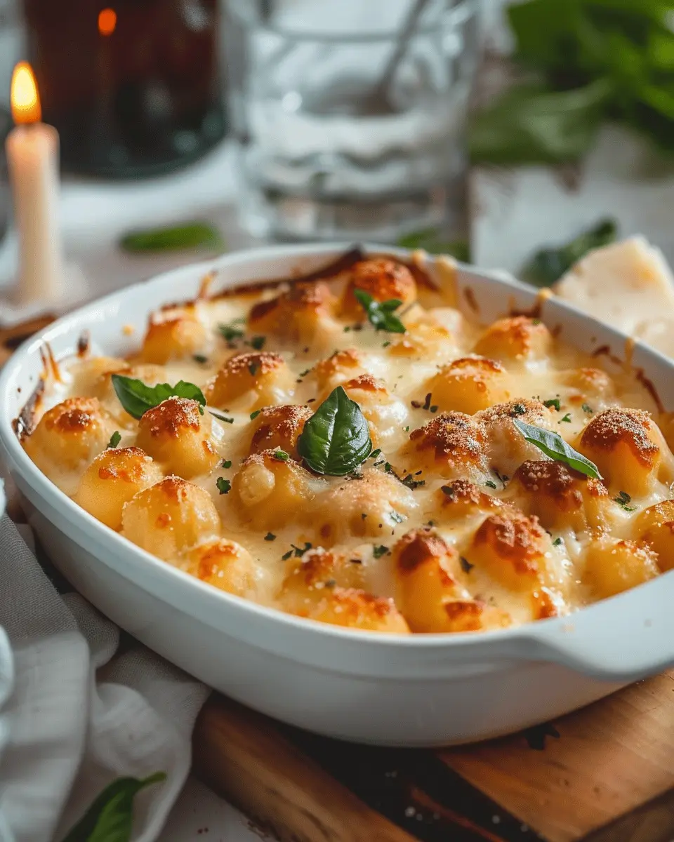 Tasty Baked Gnocchi Mac and Cheese with Turkey Bacon Delight