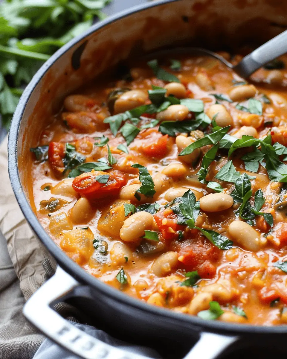 Creamy Tomato White Bean Stew with Turkey Bacon: Comfort in a Bowl