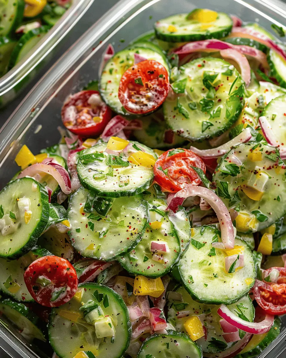 Classic Cucumber Ranch Crack Salad with Turkey Bacon and Chicken Ham