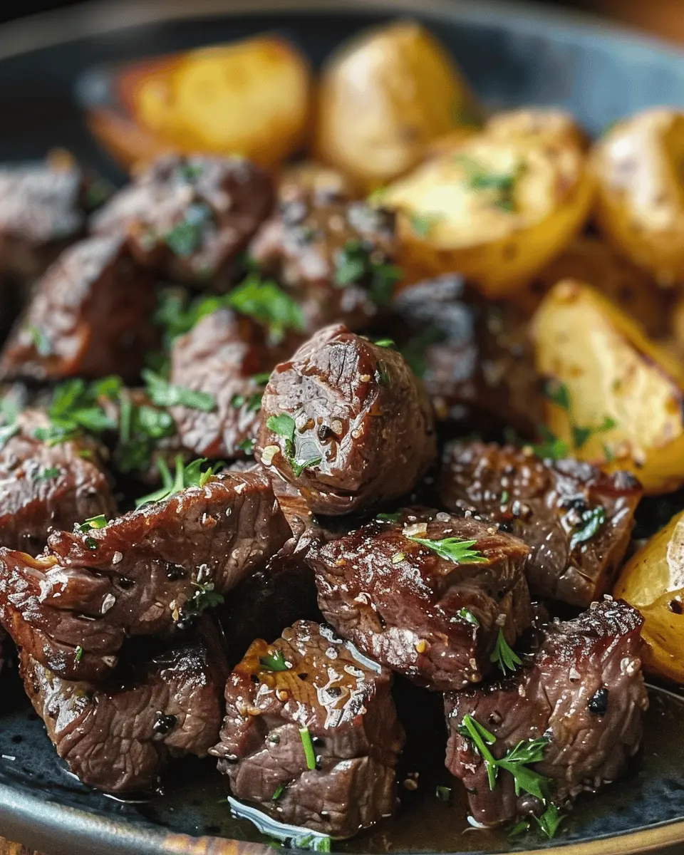 Garlic Butter Beef Bites: Easy Dinner with Tasty Potatoes