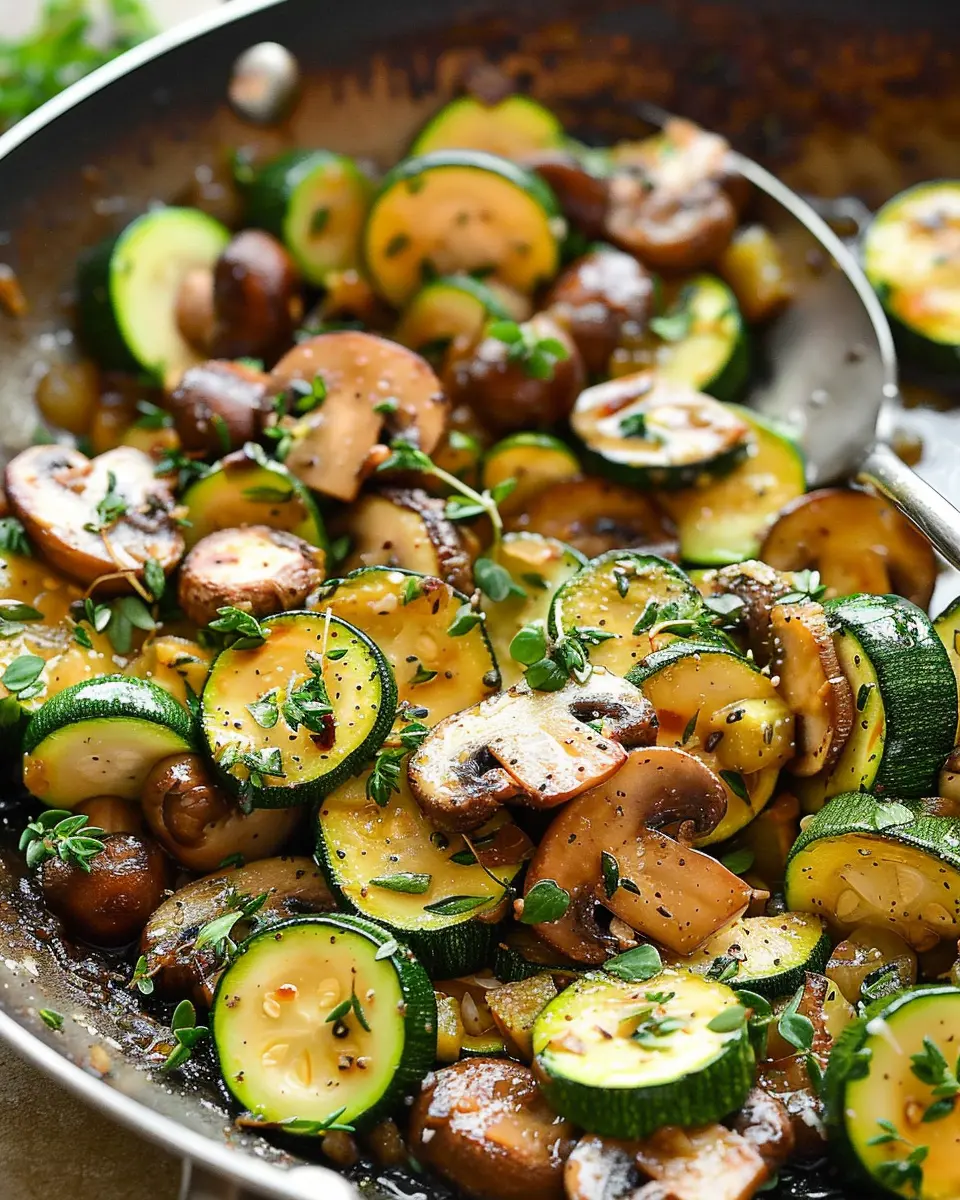 Skillet Zucchini and Mushrooms: Easy Turkey Bacon Delight