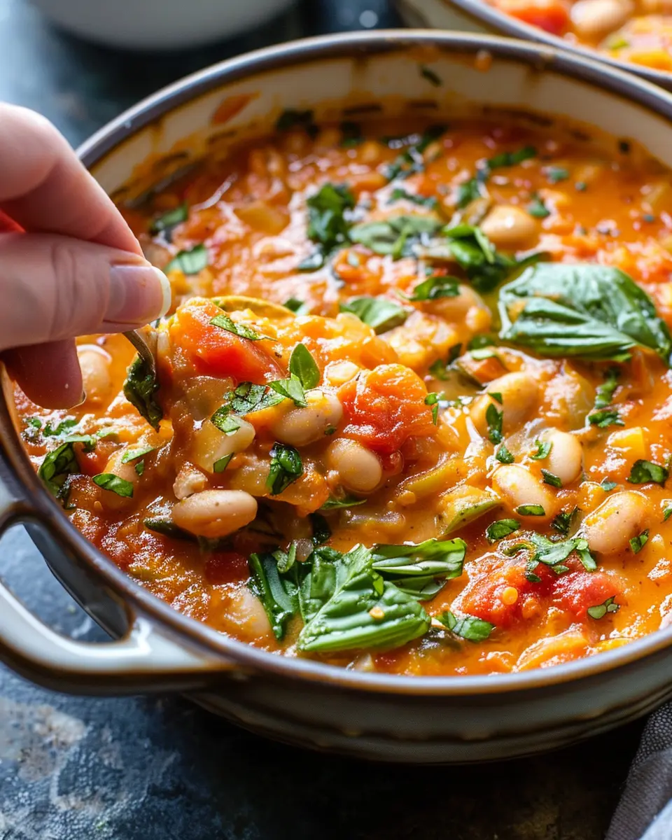 Creamy Tomato White Bean Stew with Turkey Bacon: Comfort in a Bowl