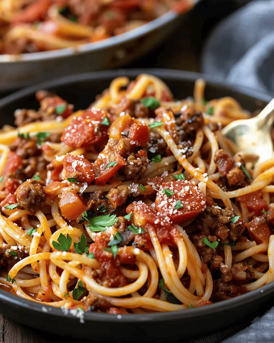 One Pot Cowboy Spaghetti