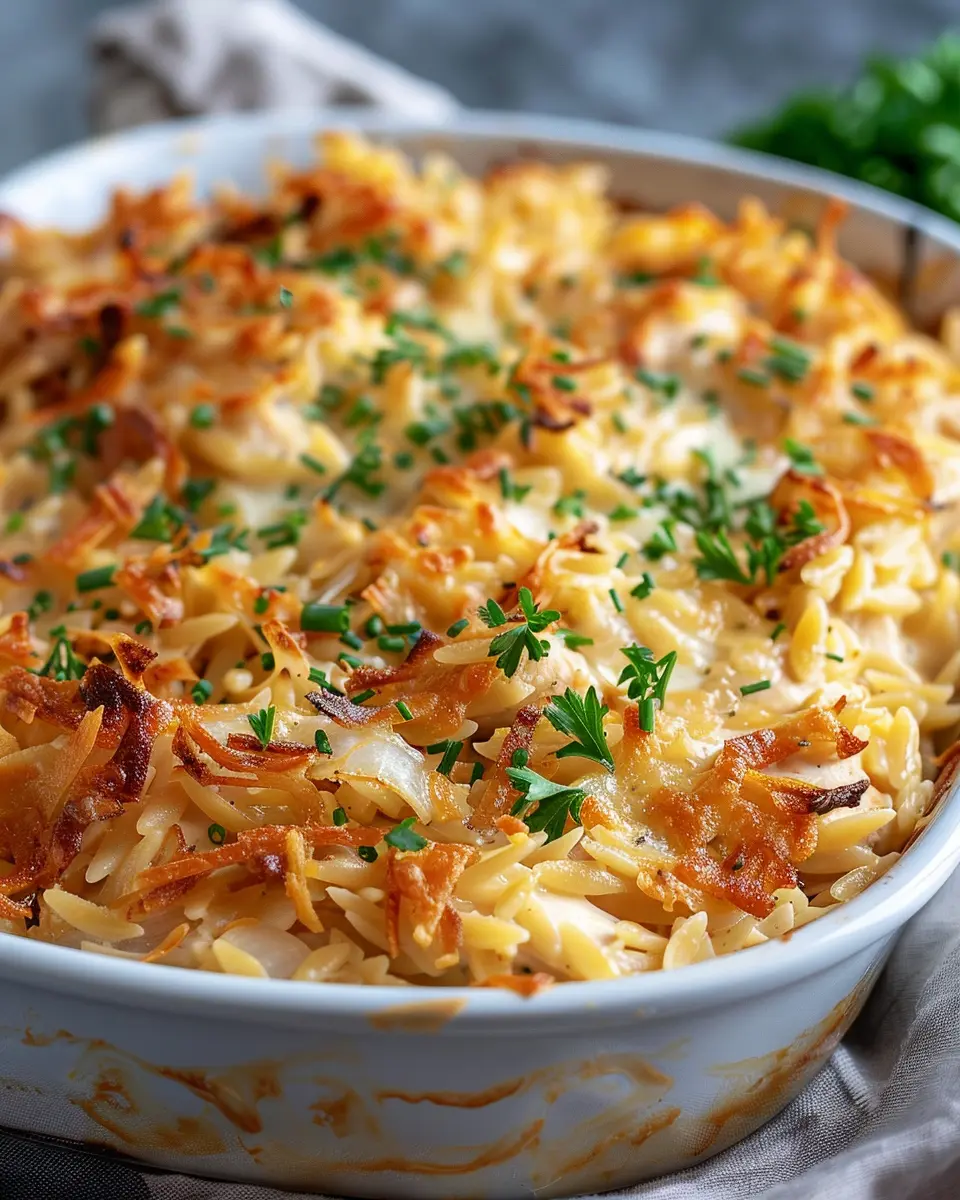 French Onion Chicken Orzo Casserole: A Comforting Family Favorite
